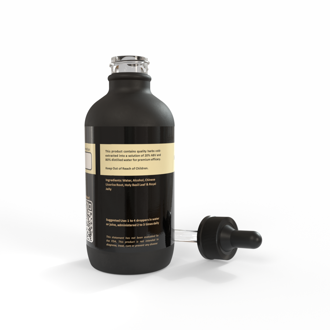 Black bottle of Adrenal Support™ by Be A Courageous Family on a white background