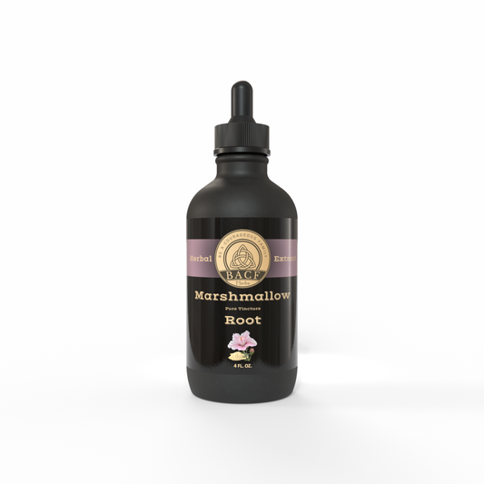 Black bottle of Marshmallow Root Tincture made by Be A Courageous Family on white background
