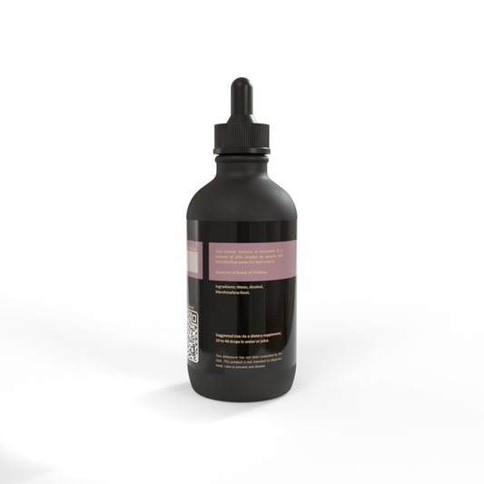 Black bottle of Marshmallow Root Tincture made by Be A Courageous Family on white background