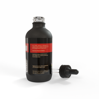 Back of black dropper bottle of Seasonal Triumph Tincture with a beautiful Red-Gold and colorful label on a white background - Made in the USA by Be A Courageous Family